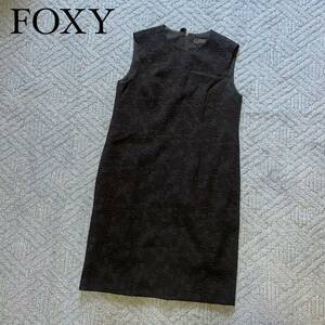 FOXEY フォクシー ジャガード ワンピース ビクトリアペンシル メインライン 38 Mブラック レディース