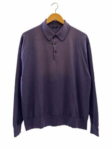 COMOLI◆23SS 18G 長袖ニットポロ フェード加工 ポロシャツ/3/コットン/NVY/X01-06023