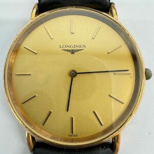 ★1円スタート★LONGINES ロンジン グランドクラシック 2針 メンズ 腕時計 L4.637.2 クォーツ 不動 難あり ゴールド文字盤 ベルト社外製