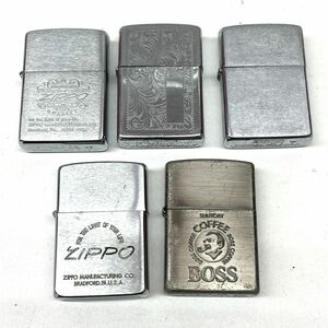 B048-△◎ ZIPPO ジッポ ライター 5点セット BOSS COFFEE SUNTORY WINDPROOF USA 火花1点有 喫煙グッズ 喫煙具