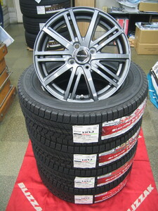 ブリヂストン 国産 スタッドレス ブリザック VRX3 185/65R15 185/65-15 ＆ アルミホイール 新品 4本 2024年製 送料無料 マツダ2、ノート