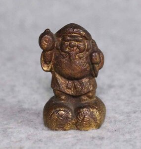 金属工芸◆置物　大黒天　黄銅製◆4.3cm 福の神　打ち出の小槌　米俵　 縁起物　真鍮　大黒様