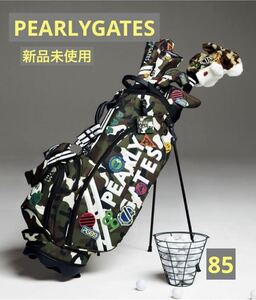 ★超レア入手困難品★パーリーゲイツPEARLYGATESカモフラワッペンキャディバッグ新品未使用★46インチ対応セルフスタンド迷彩カーキ 