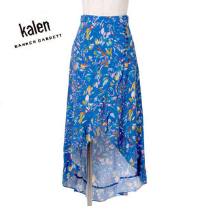 Kalen BANNER BARRETT BRUSH PRINT WRAP SKIRT ラップスカート 定価22,000円 size36 ブルーマルチ 18105969 カレン バナーバレット