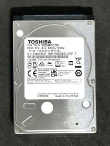 【送料無料】 ★ 2TB ★　TOSHIBA / MQ04ABD200　【使用時間：459 ｈ】 2023年製　稼働少　2.5インチ内蔵HDD　9.5mm厚/SATA/5400rpm 東芝