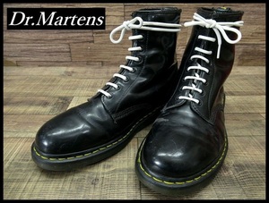 ◆ 雰囲気抜群 現状渡し Dr.Martens ドクターマーチン 1460 ブラック スムース レザー 8ホール レースアップ ブーツ パンク 黒 UK10 29.0cm