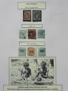 オーストラリア切手　SOUTH　ＡＵＳＴＲＡＬＩＡ1856-57（使用済2枚）と1870-75（使用済3枚）1874-80（使用済3枚）　3/23