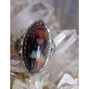 超希少&美品!VINTAGE NAVAJO 1950’s STERLING SILVER PETRIFIED WOOD RING USA MADEナバホビンテージペトリファイドウッドリング9号 