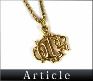 179928〇 Christian Dior クリスチャン ディオール エンブレム ペンダント ネックレス GP ゴールド レディース アクセサリー/ E