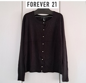 フォーエバー２１ ＦＯＲＥＶＥＲ２１ パールボタンカーディガン黒sizeＭ