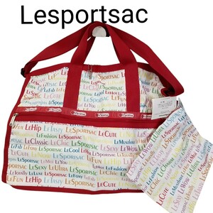 Y910-2 未使用 LESPORTSAC レスポートサック ボストンバッグ 大容量 ミニポーチ付き 塩化ビニール臭有