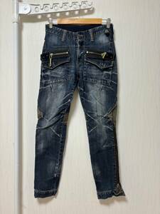 美品☆[00s PPFM] Y2K GIMMICK ZIP DENIM マルチジップ インディゴデニムパンツ S ペイトンプレイスフォーメン