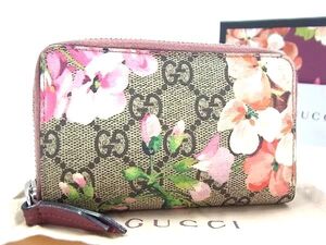 1円 ■美品■ GUCCI グッチ 421310 GGブルームス PVC フラワー 花柄 コインケース コインパース 小銭入れ ベージュ系×ピンク系 FJ2866