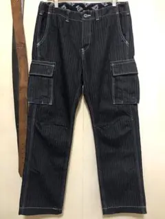 MOMOTARO JEANS 出陣 ヘリンボーン　デニムカーゴパンツ　W32