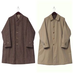 MG9858□定価176,000円*ANATOMICA/アナトミカ*メンズ50*530-552-02*一枚袖*リバーシブル*シングルラグランコート*ウール×コットン