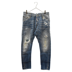 DSQUARED2 ディースクエアード CLASSIC KENNY TWIST JEANS クラッシュ加工 裏地ネル スキニージーンズパンツ S74LB0359 S30309 インディゴ