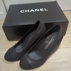 CHANELウェッジソールパンプス