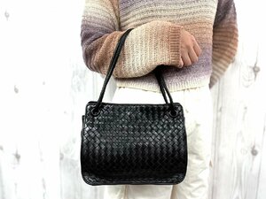 極美品 BOTTEGA VENETA ボッテガヴェネタ イントレチャート ハンドバッグ ショルダーバッグ バッグ レザー 黒 77887