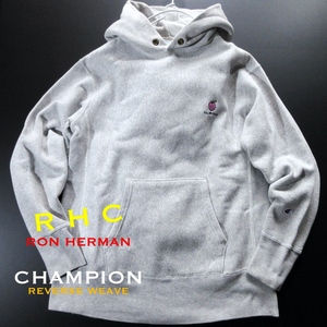 【RHC ロンハーマン × CHAMPION チャンピオン】別注コラボ リバースウィーブ 青単色タグ スウェットパーカー!! （YOU ARE LOVED）