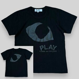 希少！ PLAY COMME des GARONS プレイコムデギャルソン 両面 ビッグアイ プリント 半袖 Tシャツ L 黒 ブラック ハート ロゴ プレイ