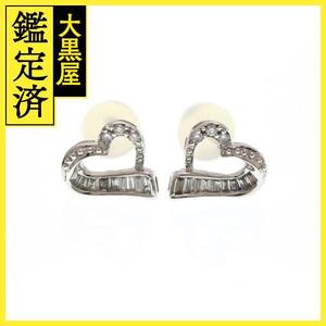 JEWELRY ノンブランド ジュエリー ハート ピアス K18 ホワイトゴールド ダイヤモンド 0.05カラット 1.4g【473】