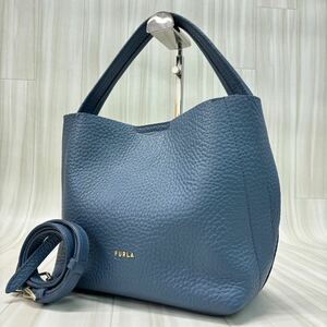 241004-FURLA フルラ 2way ハンドバッグ 肩掛けバッグ ショルダーバッグ ブルー系 レディース　鞄 婦人バッグ 