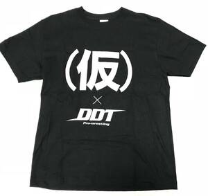 美品 DDTプロレスリング アップアップガールズ(仮) コラボ Tシャツ 黒 × 銀 Mサイズ アプガ プロレス 旧ロゴ