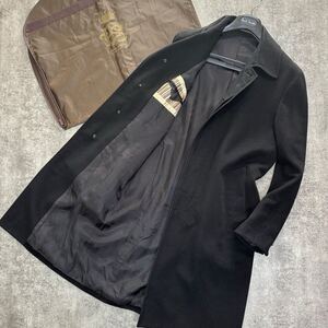 極美品!!!定価15万!!日本製【Paul Smith/ポールスミス】 裏地マルチストライプ 最高級カシミヤ100％ 比翼 ロングコート 黒 M〜L メンズ