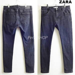 即決★ 送料無★ ZARA　スキニーデニム　W88cm　強ストレッチ　ブラック　Sz.36　ザラ　I312