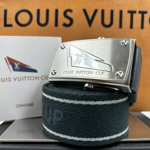 【未使用級/限定/付属品完備】LOUIS VUITTON ルイヴィトン ベルト ガチャベル LVカップ ヨット シルバープレート ビジネス メンズ 90サイズ