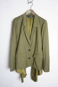 希少 美品 +HAKOON タクーン (現 HOMME girls ) DRAPED JACKET レイヤード テーラード ジャケット ブレザー 切り替え 異素材 カーキ 620O