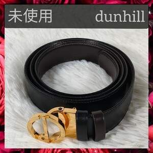 【未使用】送料無料 dunhill ダンヒル ベルト リバーシブル ゴールド金具 サイズ40/100 レザー ブラック ブラウン 黒 茶 メンズ