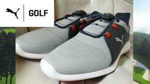 TPM29★新品★PUMA GOLF★プーマゴルフ★イグナイト FASTEN8 ディスク スパイクレス シューズ★25.5/GY