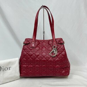 ▽▼クリスチャンディオール Christian Dior パナレア カナージュ トートバッグ 肩掛けバッグ レザー 赤系色 レディース 01-B0-0171▼▽