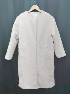 ■ B:MING by BEAMS ノーカラー 通勤 通学 おしゃれ 上品 長袖 ロング コート サイズ M ライトベージュ レディース P