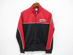 FILA フィラ メンズ トラックジャケット Mサイズ 黒×赤 ビンテージデザイン ジャージ Ｌ