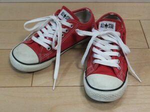 ◆送料込み! CONVERSE(コンバース)オールスター ベビー キッズ ローカット 赤 19cm ファスナー付き◆中古 古着 子供 チャイルド スニーカー