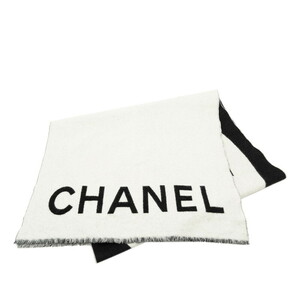 シャネル ココマーク ストール マフラー ブラック ホワイト カシミヤ レディース CHANEL 【中古】