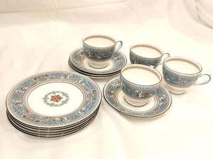 U499 1円～ 中古品 ウェッジウッド WEDGWOOD フロレンティーン ターコイズ カップ＆ソーサー×4客 プレート×5点 まとめて