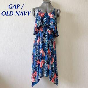 OLD NAVY 青 オレンジ花柄 ワンピース GAP