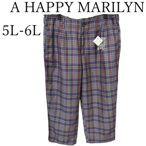 ア　ハッピーマリリン　A HAPPY MARILYN　高みえ チェックパンツ　パープル　5L-6L　冬