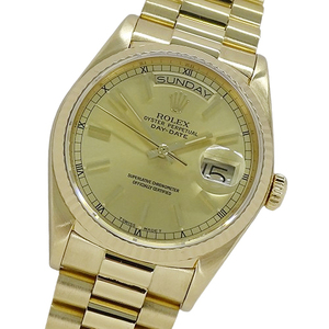 ロレックス ROLEX デイデイト 18038 91番台 時計 メンズ ブランド 自動巻き AT 750YG 18K 金無垢 ゴールド OH・磨き済み