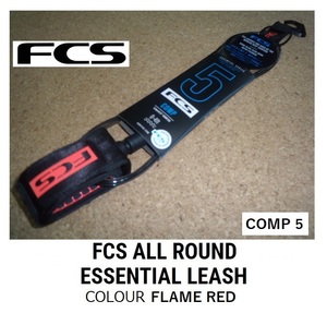 FCS COMP Leash 5ft FLAME RED リーシュ