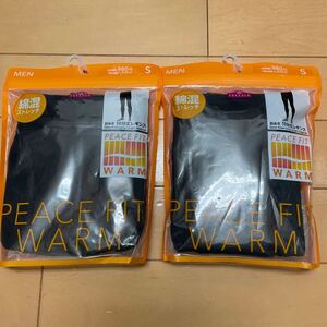 ☆TOPVALU☆綿混ストレッチ☆PEACEFIT WARM ☆前あき10分丈レギンス☆黒２枚☆サイズS☆