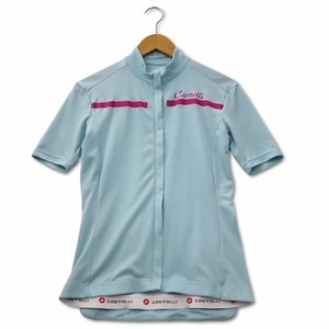 Castelli 背中ポケット ジップアップ サイクリング Tシャツ M ブルー レディース