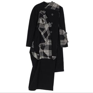 2024AW ヨウジヤマモト　ファム　コート　yohji yamamoto femme ウール　定価308000円　 黒　 総柄　