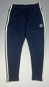 adidas OPEN HEM SST TRACK PANTS L アディダス スーパースター トラックパンツ ネイビー 紺 テーパード クロップド ジャージ パンツ 美品