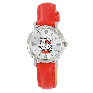 シチズン 腕時計 ハローキティ 防水 革ベルト 日本製 0003N003 シルバー/レッド 4966006058192/送料無料