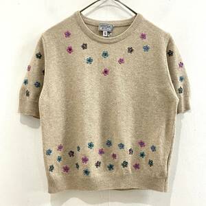 ☆VERSUS ヴェルサス ヴェルサーチ イタリア製 VINTAGE 小花刺繍 アンゴラ カシミヤ混 ニットセーター 38【レターパックライト郵送可】F