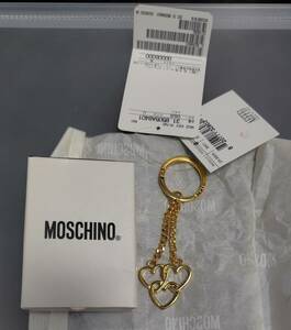 モスキーノ新品タグ付きキーリングMOSCHINOハートキーホルダーゴールド